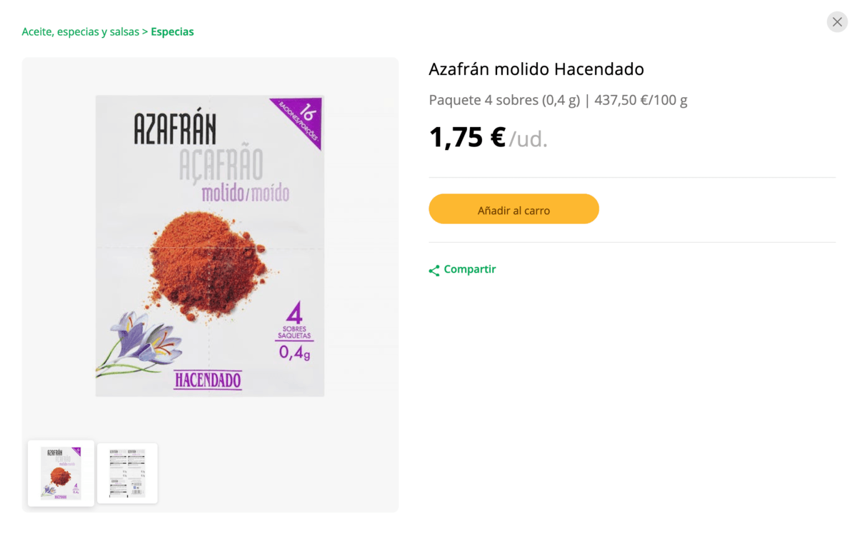 Esta exclusiva especia la puedes comprar en Mercadona por menos de 2 €- Azafrán molido
