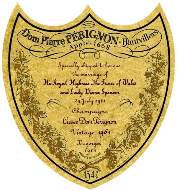 Champagne mas caro mundo top 10 Cuvée Dom Pérignon Vintage Carlo y Diana 