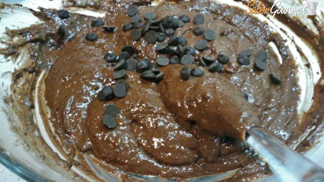 masa muffins con gotitas de chocolate