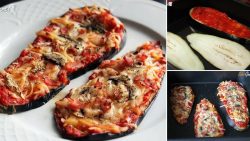 Pizza con base de berenjena