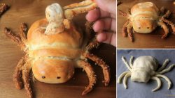 Pizza en forma de araña para Halloween