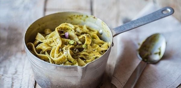 Recetas de pasta vegana Pasta con pesto de pistachos 